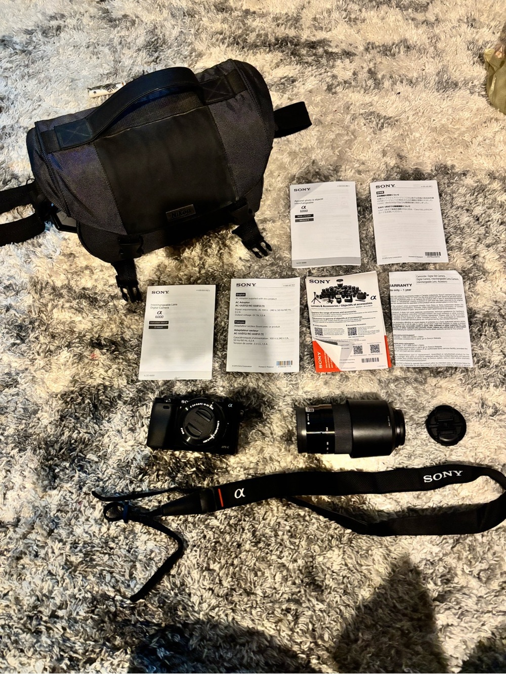 Sony Alpha Black Mirrorless Camera Kit with Strap and Lens